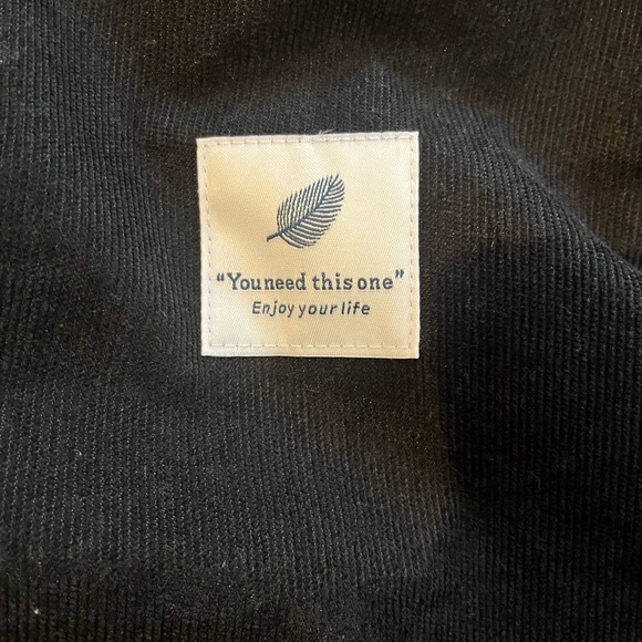 Large black Corduroy Tote Bag with 2 checkered black and white cosmetic bags - Picture 2 of 7